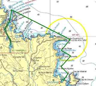 Parcours vers l'ile Colom